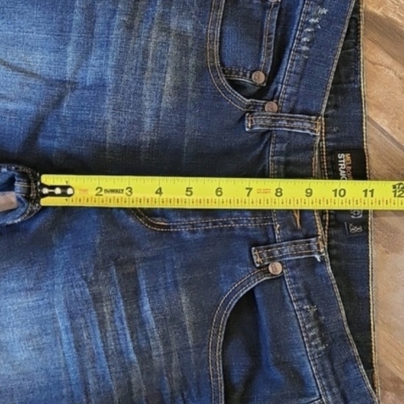 RSQ Melbourne Straight Leg Slightly Distressed Dark Blue Wash Jeans, 30x28 - Picture 3 of 11